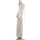 EVE Polka Dot Print Tube Top Maxi Dress XEF-K6D07455A