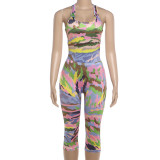 EVE Contrast Color Print Seventh Jumpsuit XEF-K6S08536A