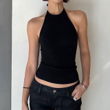 EVE Solid Color Sleeveless Backless Top GLAG-T6121106F