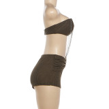 EVE Sexy Solid Color Chain Patchwork Shorts Suit XEF-K6S05634A