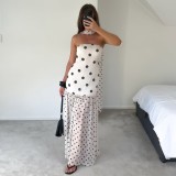 EVE Polka Dot Print Tube Top Maxi Dress XEF-K6D07455A