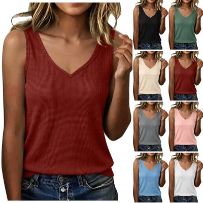 EVE V Neck Knits Sleeveless Tank Top GYZY-9033