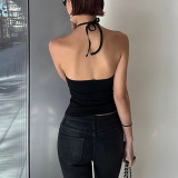 EVE Solid Color Sleeveless Backless Top GLAG-T6121106F