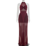 EVE Mesh Patchwork See Through Sleeveless Maxi Dress GDSF-D26DS180