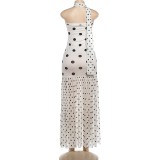 EVE Polka Dot Print Tube Top Maxi Dress XEF-K6D07455A