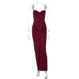 EVE V Neck Sleeveless Ruched Maxi Dress GLAG-D6321327F
