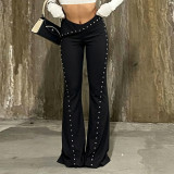 EVE Riveted Webbing Knit Flared Pants GPKJ-MR47692