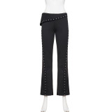 EVE Riveted Webbing Knit Flared Pants GPKJ-MR47692