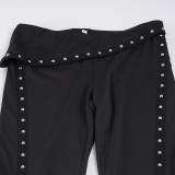 EVE Riveted Webbing Knit Flared Pants GPKJ-MR47692