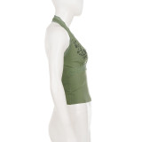 EVE Lace Edge Patchwork Halterneck Tank Top GPKJ-MR49253