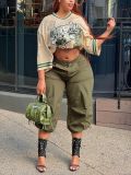 EVE Solid Color Casual Seventh Pants GXHF-2128