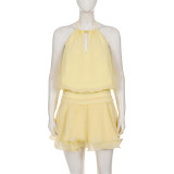 EVE Solid Color Sleeveless Two Piece Shorts Set GPKJ-MR48935