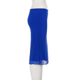 EVE Mesh Solid Color Mid-Skirt GPKJ-MR49224