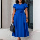 EVE Plus Size Solid Color Midi Dress GATE-3367
