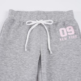 EVE Letter Print Drawstring Micro Flare Pants GPKJ-MR46918