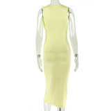EVE Solid Color Sleeveless Midi Dress GJYO-JD305517