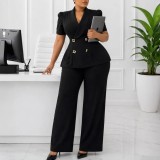 EVE Plus Size Solid Color Two Piece Pants Set GATE-634
