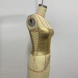 EVE Hot Stamping Square Neck Bandage Tank Top GZZF-ZF309