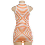 EVE Fashion Spiral Print Sleeveless Skirts Set GSLF-K6S08882A