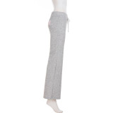 EVE Letter Print Drawstring Micro Flare Pants GPKJ-MR46918