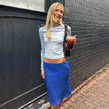 EVE Mesh Solid Color Mid-Skirt GPKJ-MR49224