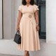 EVE Plus Size Solid Color Midi Dress GATE-3367