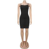 EVE Print Mesh Hot Drill Dress+Sling Dress 2 Piece Set BY-7716