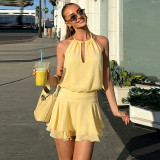 EVE Solid Color Sleeveless Two Piece Shorts Set GPKJ-MR48935