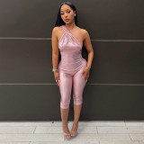 EVE Slash Neck Ruched Seventh Jumpsuit MXBF-D26JP189