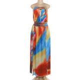 EVE One Shoulder Print Split Maxi Dress GZJQ-K6D08884A