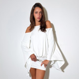 EVE Solid Color Off Shoulder Backless Mini Dress GDSF-D26DS177