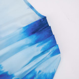 EVE Tie Dye Print Flare Sleeve Two Piece Shorts Set GDSF-D26ST156