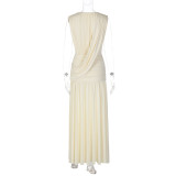 EVE Ruched V Neck Sleeveless Maxi Dress GLAG-D6421524H