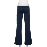 EVE Contrast Color Drawstring Micro Flare Pants GPKJ-MR49368