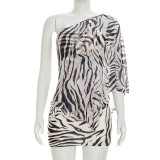 EVE Mesh Print Long Sleeve Cover-Up+Mini Dress Suit GSZM-J26ST239