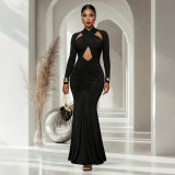 EVE Long Sleeve Solid Color Evening Dress CYA-902242