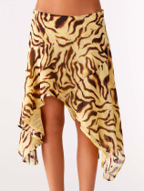 EVE Leopard Print Irregular Skirt(With Lined) SHD-8111