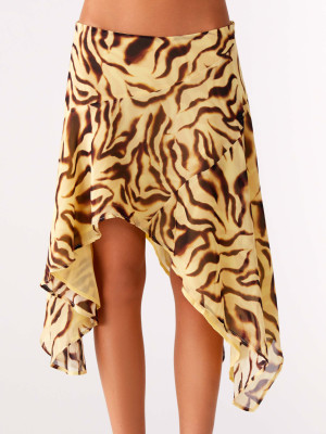 EVE Leopard Print Irregular Skirt(With Lined) SHD-8111