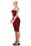 EVE Solid Color Wrap Chest Top Two Piece Shorts Set MZ-26006