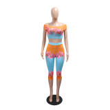 EVE Print Crop Top Seventh Pants Two Piece Set CYA-902414