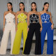 EVE Flowers Tube Top Solid Two Piece Pants Set CYA-902390