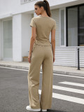 EVE Short Sleeve Sport Top Wide Leg Pants 2 Piece Set SSNF-211525