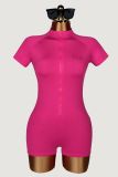 EVE Solid Color Short Sleeve Zipper Romper YWXS-K26L2530