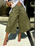 EVE Solid Color Ruched Loose Trousers SH-391585