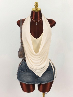 EVE Halterneck Backless Drawstring Top GXIY-K26L2454