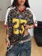 EVE Leopard Print V Neck T Shirt YWXS-K26L2115