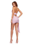 EVE Stripe Print Halterneck Backless Mini Dress YWXS-K26L2570