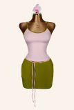 EVE Contrast Color Sling Tie Up Skirt Suit GXIY-K26L2518