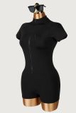 EVE Solid Color Short Sleeve Zipper Romper YWXS-K26L2530