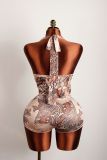 EVE Deep V Neck Tie Up Two Piece Shorts Set YWXS-K25L602